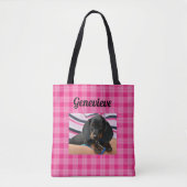 Aangepaste Dog Photo Paw Print Pink Canvas tas (Voorkant)