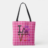 Aangepaste Dog Photo Paw Print Pink Canvas tas (Achterkant)