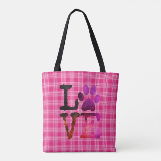 Aangepaste Dog Photo Paw Print Pink Canvas tas (Achterkant)