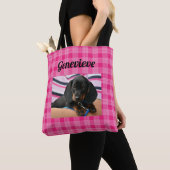 Aangepaste Dog Photo Paw Print Pink Canvas tas (Dichtbij)