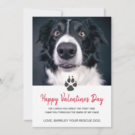 Aangepaste Dog Photo Valentin Day Card van de redd Feestdagenkaart (Voorkant)