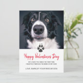 Aangepaste Dog Photo Valentin Day Card van de redd Feestdagenkaart (Staand voorkant)
