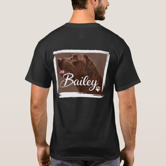 Aangepaste Dog Portrait Shirt met Naam & Paw Print (Achterkant)