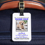 Aangepaste Dog Service Dog Photo Badge Bagagelabel<br><div class="desc">SeGuide Dog - identificeer uw hond eenvoudig als een werkende onderhoudshond, terwijl u uw hond geconcentreerd houdt en op afleidingen snijdt terwijl u met een van deze k9-ID-badges werkt. Hoewel niet vereist, geeft een identiteitskaart van identiteitskaart van Dog van de Dienst u en uw de diensthond vrede van mening en...</div>