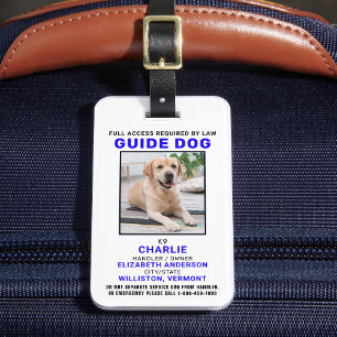 Aangepaste Dog Service Dog Photo Badge Bagagelabel