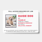 Aangepaste Dog Service Dog Photo ID-kaart Badge (Voorzijde)