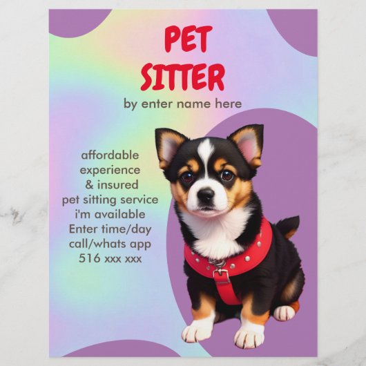 Aangepaste Dog-sitter Flyer personaliseren (Voorkant)