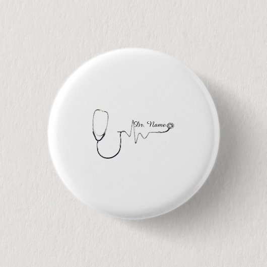 Aangepaste Doktersnaam Stethoscoop Hartslag Ontwer Ronde Button 3,2 Cm (Voorkant)