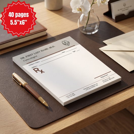 Aangepaste doktersrecept RX-blad bewerkbaar 5.5 x Notitieblok