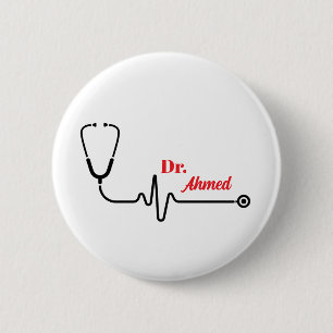 Aangepaste doktersstethoscoop knopspeld ronde button 5,7 cm