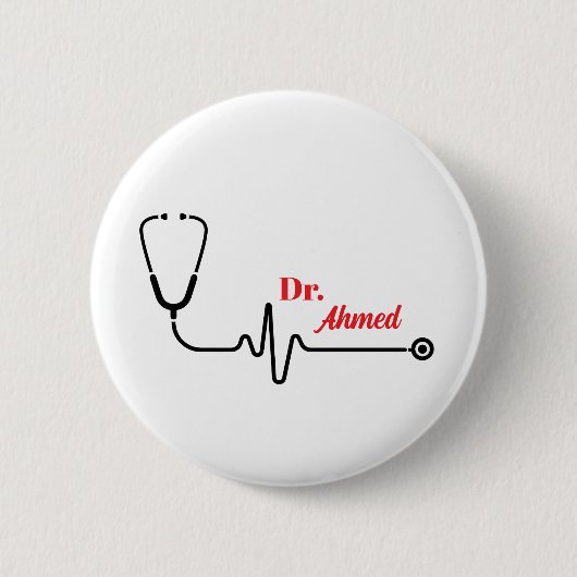 Aangepaste doktersstethoscoop knopspeld ronde button 5,7 cm (Voorkant)
