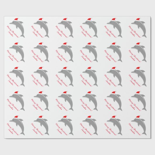 Aangepaste dolfijn Merry Christmas kinder inpakpap Cadeaupapier (Vlak)