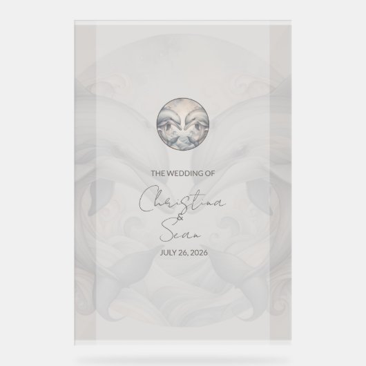 Aangepaste Dolfijn Thema Wedding Sign Acryl Bord (Voorkant)