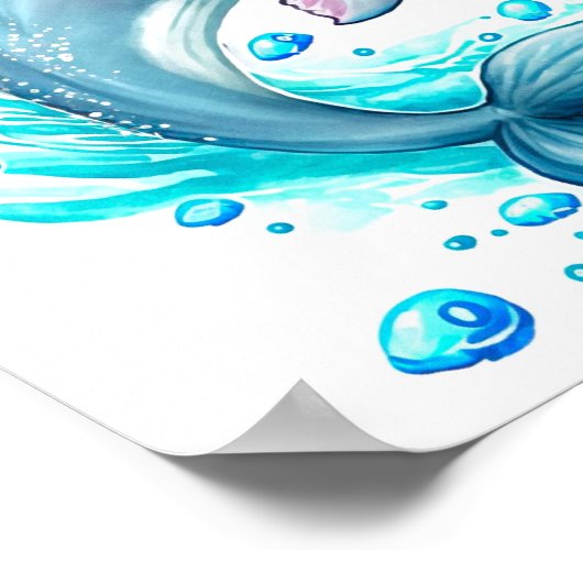 Aangepaste Dolfijnfoto voor Waterverf Poster (Hoek)