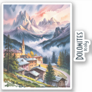 Aangepaste Dolomieten Italië Alpen Bergen Aquarel Sticker