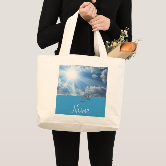 Aangepaste Dolphin Beach-tas Grote Tote Bag (Voorkant (product))