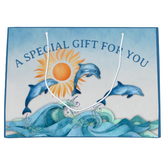 Aangepaste Dolphin Large Gift Bag Groot Cadeauzakje (Voorkant)