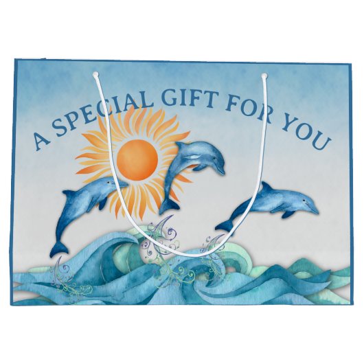 Aangepaste Dolphin Large Gift Bag Groot Cadeauzakje (Achterkant)
