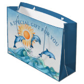 Aangepaste Dolphin Large Gift Bag Groot Cadeauzakje (Achterkant Gekanteld)