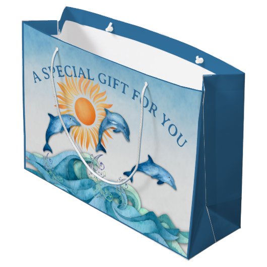 Aangepaste Dolphin Large Gift Bag Groot Cadeauzakje (Achterkant Gekanteld)