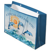 Aangepaste Dolphin Large Gift Bag Groot Cadeauzakje (Voorkant Gekanteld)