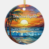 Aangepaste Dominicaanse Republiek Faux Glas in loo Keramisch Ornament (Voorkant)