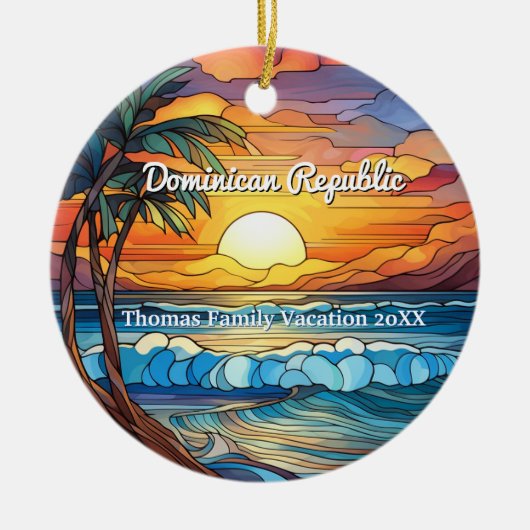 Aangepaste Dominicaanse Republiek Faux Glas in loo Keramisch Ornament (Voorkant)