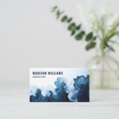 Aangepaste Donker Blauwgroen Blauw Waterverf Profe Visitekaartje (Staand voorkant)