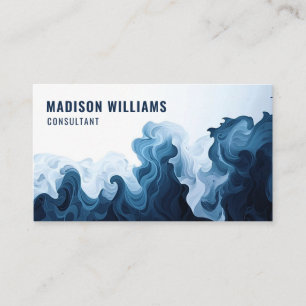 Aangepaste Donker Blauwgroen Blauw Waterverf Profe Visitekaartje