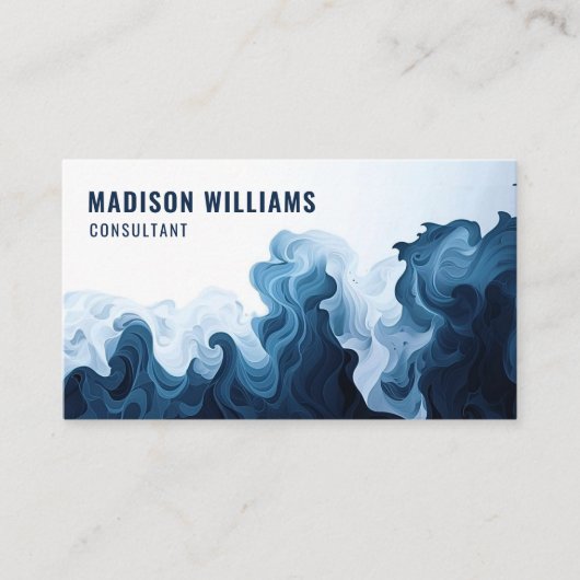 Aangepaste Donker Blauwgroen Blauw Waterverf Profe Visitekaartje (Voorkant)