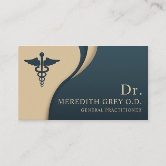 Aangepaste Donker Blauwgroen Groen Bruin Artsen Fa Visitekaartje (Voorkant)