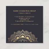 Aangepaste Donker Marine Blauw Goud Mandala Profes Vierkante Visitekaartje (Achterkant)