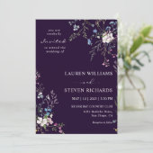 Aangepaste Donker Marine Blauw Wit Bloesem Huwelij Kaart (Staand voorkant)