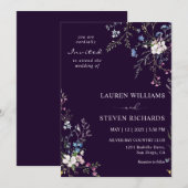 Aangepaste Donker Marine Blauw Wit Bloesem Huwelij Kaart (Voorkant / Achterkant)