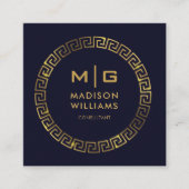 Aangepaste Donker Marine Blauw Zwart en Goud Profe Vierkante Visitekaartje (Voorkant)