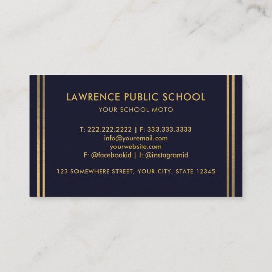 Aangepaste Donker Marine Blauw Zwart en Goud Profe Visitekaartje (Achterkant)