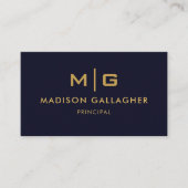 Aangepaste Donker Marine Blauw Zwart en Goud Profe Visitekaartje (Voorkant)