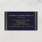 Aangepaste Donker Marine Blauw Zwart en Goud Profe Visitekaartje (Achterkant)