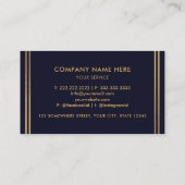 Aangepaste Donker Marine Blauw Zwart en Goud Profe Visitekaartje (Achterkant)