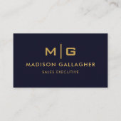 Aangepaste Donker Marine Blauw Zwart en Goud Profe Visitekaartje (Voorkant)