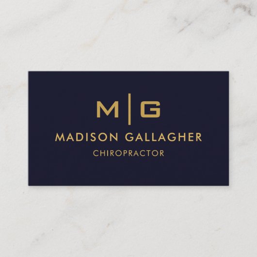 Aangepaste Donker Marine Blauw Zwart en Goud Profe Visitekaartje (Voorkant)