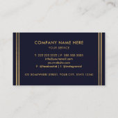 Aangepaste Donker Marine Blauw Zwart en Goud Profe Visitekaartje (Achterkant)