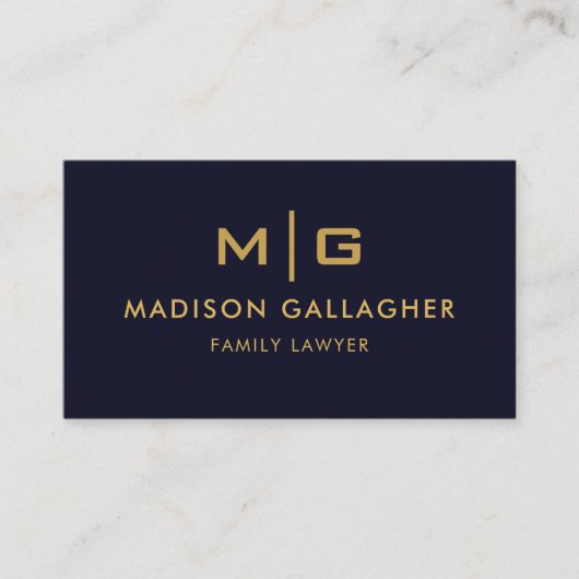 Aangepaste Donker Marine Blauw Zwart en Goud Profe Visitekaartje (Voorkant)