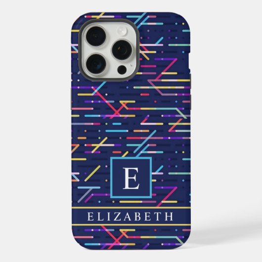 Aangepaste donker marineblauw Abstract patroon iPhone Hoesje (Achterkant)