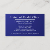 Aangepaste donker marineblauw wit dokters Fancy Visitekaartje (Achterkant)