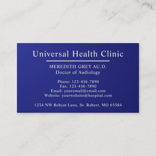 Aangepaste donker marineblauw wit dokters Fancy Visitekaartje (Achterkant)