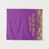 Aangepaste donker violette en gouden trouwfotoboot wandkleed (Voorkant (horizontaal))