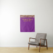 Aangepaste donker violette en gouden trouwfotoboot wandkleed (In situ)