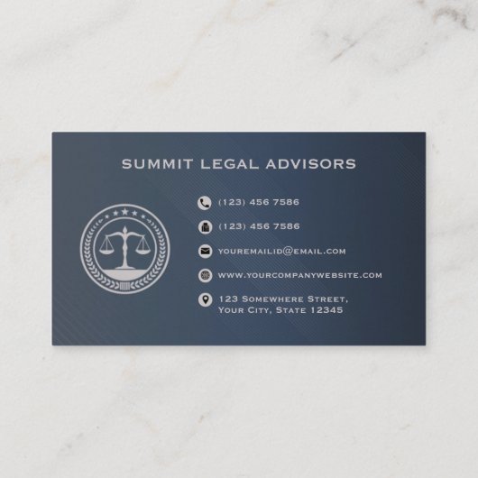 Aangepaste Donkerblauw Grijs Monogram Wet Kantoor Visitekaartje (Achterkant)