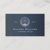 Aangepaste Donkerblauw Grijs Monogram Wet Kantoor Visitekaartje (Voorkant)